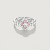 Clover Charm Ring - Pink silver