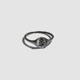 Minimal Sunflower Ring - Black