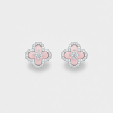 Clover Charm Earrings – Pink Silver
