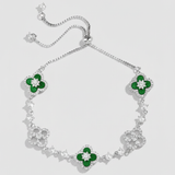Clover Charm Bracelet - Silver Green