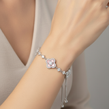 Clover Charm Bracelet - Pink silver