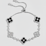 Clover Charm Bracelet - Black silver