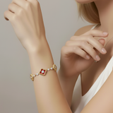 Clover Charm Bracelet - Red gold