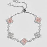 Clover Charm Bracelet - Pink silver