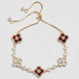 Clover Charm Bracelet - Red gold